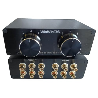 3-in 3-Out Pro RCA Audio Switch Box Audio Converter 3 Channels 3-in 3-Out HiFi Stereo Passive Audio Selector Switcher Box Aluminum Shell Quality RCA Connectors (3-IN-3-OUT) - size: RCA 3-In-3-Out