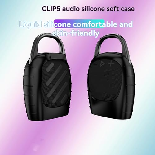 Silicone Protective Cover Case Sleeve Compatible for JBL Clip 5 Portable Bluetooth Speaker Carrying Case Stand Up Holder Cover Pouch - color: WHITE