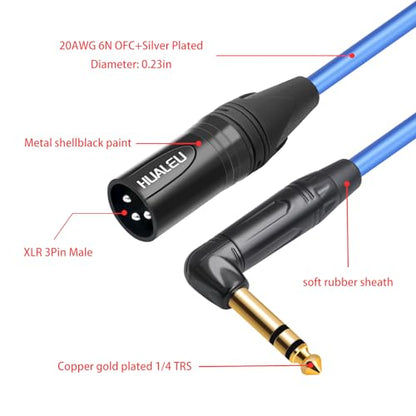 3.3FT Right Angle 1/4 TRS to XLR 3Pin Male Audio Cable,6N OFC+Silver Plated HI-END Audio Cable,Right Angle 6.35mm TS to XLR Male for Micphone Mixer Active speakers-2Pack - size: 3Feet（2Pack）, style: 90° TRS To XLR M