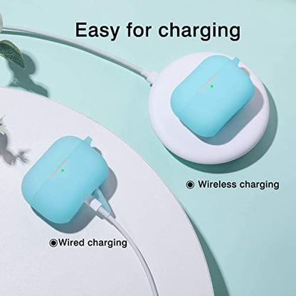 Lerobo for AirPod Pro Case, Silicone Cover with Keychain, Nightglow Blue | Glow-in-the-Dark, Scratch & Dust Resistant, Wireless Charging, Compatible with Apple AirPods Pro 2/1 Case Cover for Women Men - color: Nightglow Blue