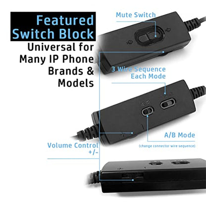 Office Desk IP Phone Headset RJ9 Compatible with Avaya 1416 1608 2410 5621 9504 9608G 9611G Cisco 7821 7911 7941 7942 7945 7962 8845 8851 Volume Control Adjustable Mic Noise Cancelling | for Avaya 2410 5621 9504 9608G 9611G, Cisco 7911 7941 7942 7945 7962