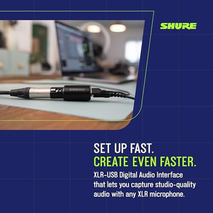 Shure MVX2U Gen 2 XLR-to-USB-C Audio Interface | MFi-certified XLR-to-USB-C interface for any XLR mic with portable setup and clean, noise-free recording