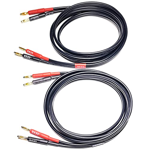 CNCESS CESS-037-3f Banana Plug Male to Male Speaker Cable 12 Gauge 680 Strand Count Silicone Soft Wire, 2 Cables (3 FEET) - size: 3 FEET