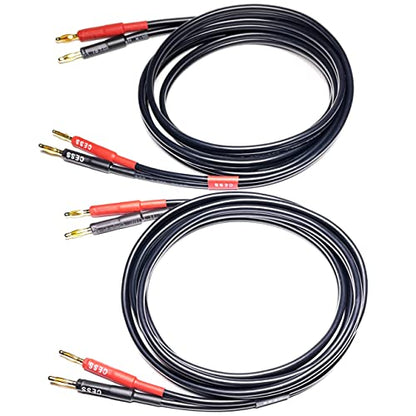 CNCESS CESS-037-3f Banana Plug Male to Male Speaker Cable 12 Gauge 680 Strand Count Silicone Soft Wire, 2 Cables (3 FEET) - size: 3 FEET
