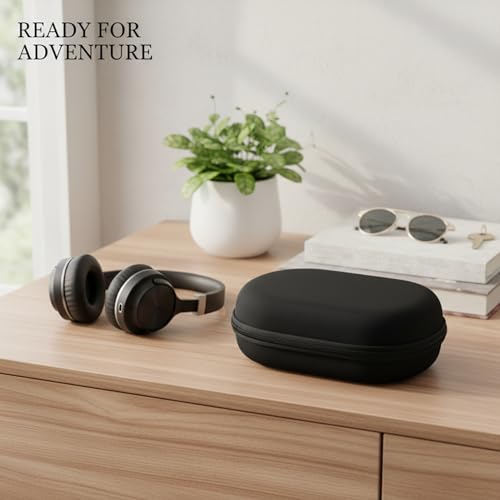 Hard Shell EVA Headphone Case for Over-Ear Models, Protective Travel Storage with Zipper, Black