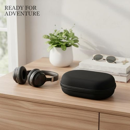 Hard Shell EVA Headphone Case for Over-Ear Models, Protective Travel Storage with Zipper, Black