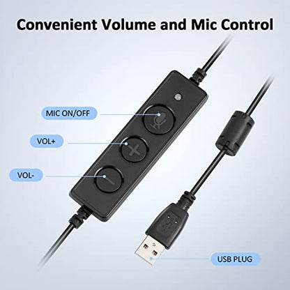 AGPTEK® Call Center Noise Cancelling USB Corded Mono Headset | Hands-Free Headset for PC Call Center, with Noise-Cancelling Mic, with Microphone, USB Plug & Volume Control
