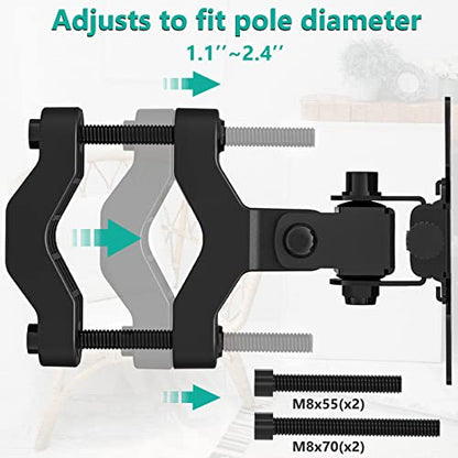 WALI Monitor Pole Mount for Universal Monitor Mounting System, Pole Mount Bracket Fits 1.1 to 2.4" Diameter Pole, Up to 32" Screens, Mounting Holes for 75 x 75mm and 100 x 100mm (VES02), Black - size: For 1.1''-2.4'' diameter pole