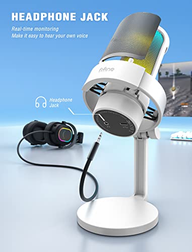 FIFINE A8 White USB Gaming Condenser Microphone with Tap Mute for Streaming - size: A8W-Desktop