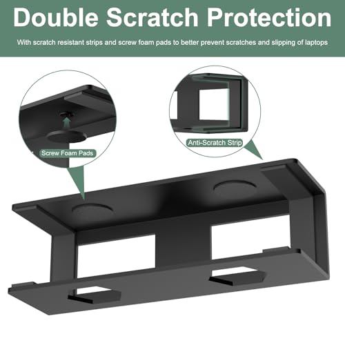 Under Desk Laptop Mount Metal Under Desk Laptop Holder with Anti-Scratch Pads Compatible with Lenovo HP Asus Acer Laptop,Mac Mini,Macbook,Keyboard Under Desk Shelf Tray with Headphone Hanger