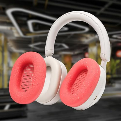WC SweatZ XM5 - Patented Earpad Sweat Covers for Sony WH1000XM5 by Wicked Cushions | Full 360 Earpad Protection | Sweatproof & Easily Washable | Red - color: Red