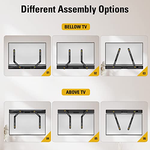 Mounting Dream Soundbar Mount Bracket Fits Most of Soundbars up to 15 Lbs | Sound bar Mount for Mounting Above or Under TV, with Detachable Long Extension Plates, MD5420 - size: Soundbar Mount Up to 15 lbs