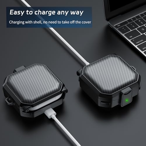 【Secure Lock】 Case for SHOKZ OpenFit Case with Cleaning Kit & Keychain, Soft TPU Cover Cover Compatible with SHOKZ OpenFit Open-Ear Earbuds True Wireless Bluetooth Headphones, Shockproof Protective