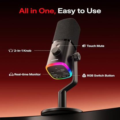 MAONO PD100W Wireless Microphone for iPhone, Android Phone,PC,Desktop Mic with USB-C/Lightning Receiver for Content Creator Recording,Podcasting,Gaming Streaming