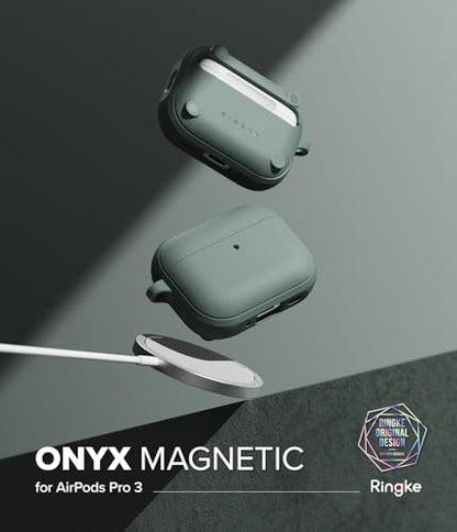 Ringke Onyx Magnetic for AirPods Pro 3 Case [Compatible with MagSafe] Oil & Dirt Resistant Feels Good in The Hand Non-Slip Lightweight Cover with Carabiner - Sage Green - color: Sage Green, size: AirPods Pro 3