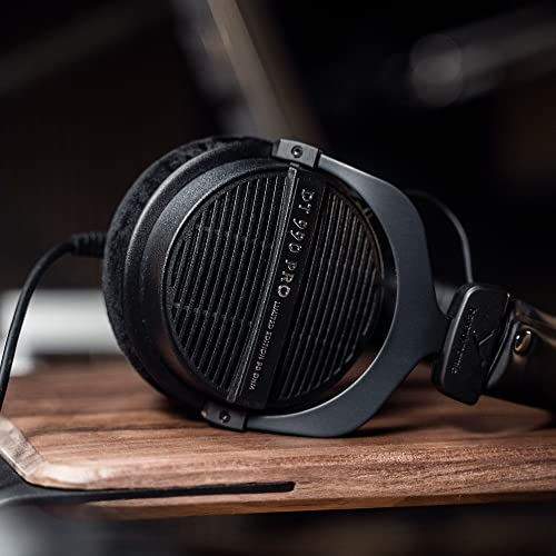 beyerdynamic DT 990 PRO Studio Headphones (80 Ohm, Black) | Open Back, Over Ear, Wired Professional Audiophile, Gaming, Podcast, Mixing, Limited Edition Black Velour Ear Pads - color: Black (Limited Edition), size: 80 OHM