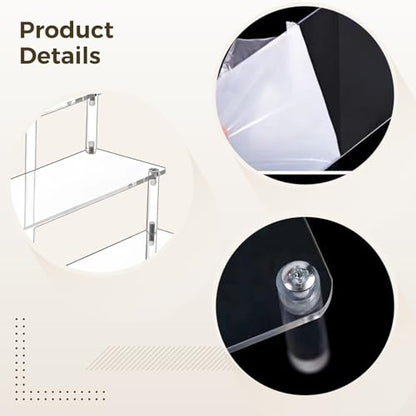 Acrylic Hifi Audio Rack With Aluminum Support Poles, 3-Tier Desktop Stand For Dacs & Amplifiers