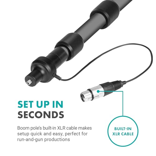 Movo XLR Shotgun Microphone & Boom Pole Kit – Professional Location Sound Recording Bundle with Shotgun Mic and Boompole with Internal XLR Cable for Filmmaking, ENG, and Broadcast Audio