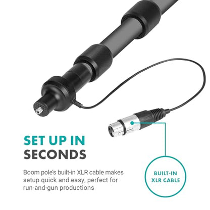 Movo XLR Shotgun Microphone & Boom Pole Kit – Professional Location Sound Recording Bundle with Shotgun Mic and Boompole with Internal XLR Cable for Filmmaking, ENG, and Broadcast Audio
