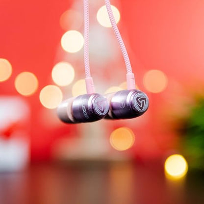 LUDOS Clamor Wired Earbuds in-Ear Headphones, 5 Years Warranty, Earphones with Microphone, Noise Isolating Ear Buds, Memory Foam for iPhone, Samsung, School Students, Kids, Women, Small Ears - Pink - color: Pink, style: 3.5 mm