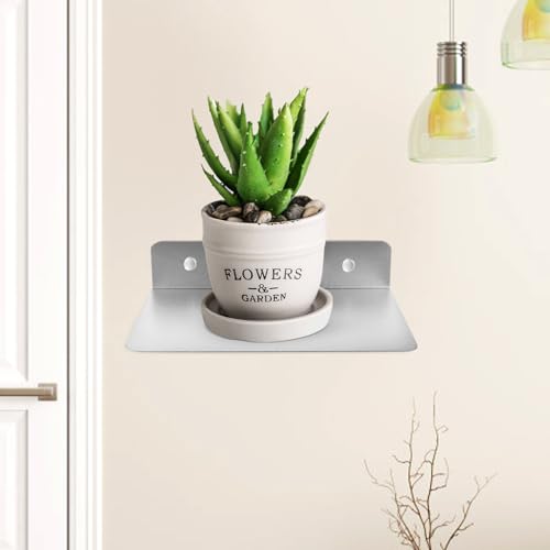 Small Aluminum Floating Wall Shelf for Speakers and Monitors, Sturdy and Easy to Install Wall Mount Holder, for Craft Room and Kitchen Organization