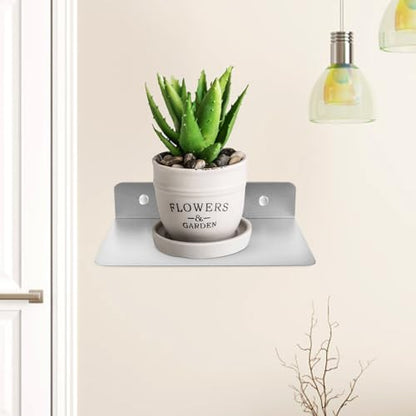 Small Aluminum Floating Wall Shelf for Speakers and Monitors, Sturdy and Easy to Install Wall Mount Holder, for Craft Room and Kitchen Organization