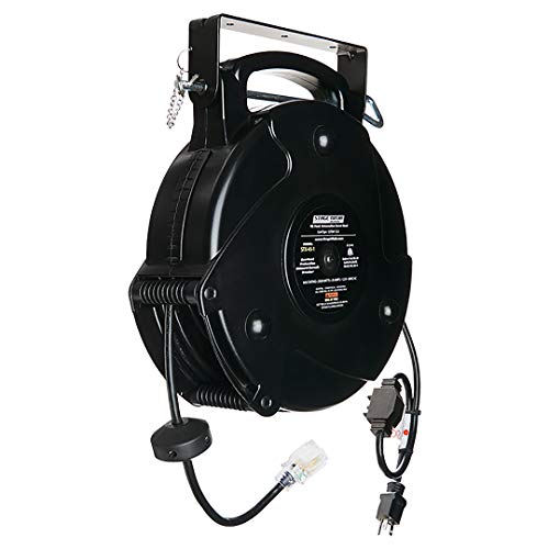 STX-45-1 45 ft. 12 by 3 Retractable Power Cable Reel - Black