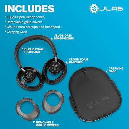 JLab JBuds Open Wireless Headphones – Open-Ear, Comfortable All-Day Fit, 24+ Hour Playtime, Immersive Sound, Bluetooth Headphones with App Control, Black - color: Black