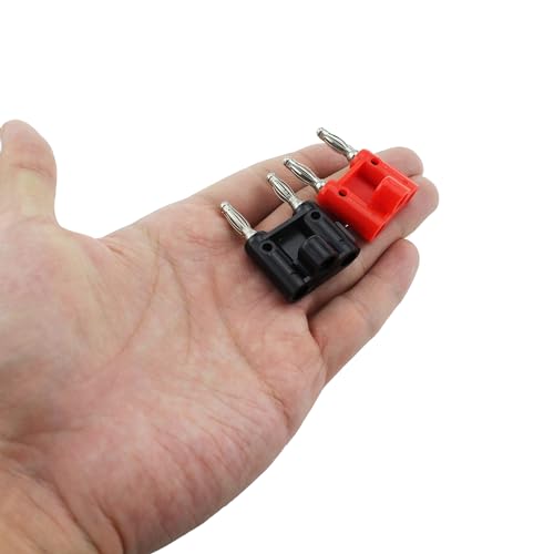 RLECS 6PCS Banana Plug Speaker Connector Dual Row Siamese Speaker Plug Black and Red Dual Banana Plug 40MM/1.57Inch Suitable for Multimeter and Stereos and Speaker
