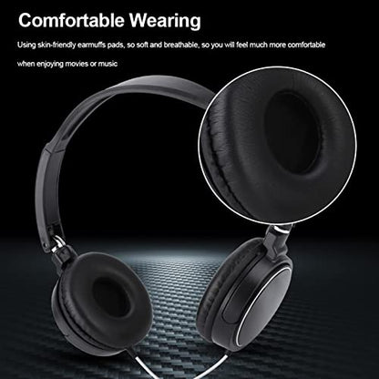 Foldable Head Mounted Headphone Mini Wired Headset Hands Compact Stereo HiFi Music Headset Support Rotatable Ear Cup Adjustable Headband Support TF Card
