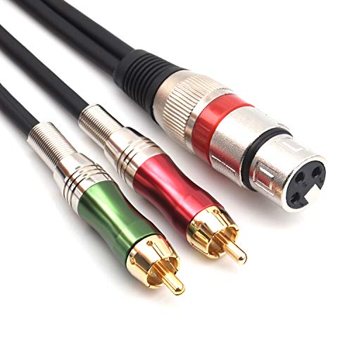 10FT XLR Female to 2 x Phono RCA Plug Adapter Y Splitter Patch Cable, XLR Female 3 Pin to Dual RCA Male Plug Stereo Audio Cable Connector(3M) - color: 3m(1 XLRF-2RCAM)