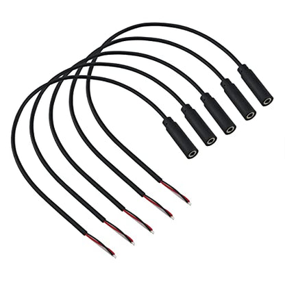 5PCS Replacement 3.5mm Female Jack to Bare Wire Open End TRS 3 Pole Stereo 3.5mm Jack Plug Connector Audio Cable for Headphone Headset Earphone Cable Repair, Black 30cm