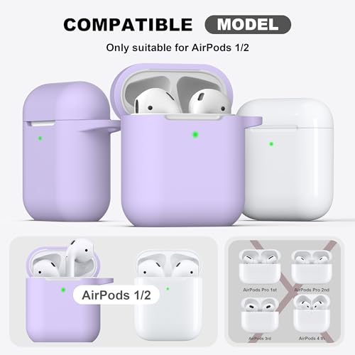 for AirPods 2nd/1st Case Silicone Cover, Banana Violet | Compatible with Apple AirPods 2nd/1st (2019/2016) Generation with Keychain & Cleaner Kit, Wireless Charging Compatible - color: Banana Violet