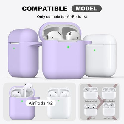 for AirPods 2nd/1st Case Silicone Cover, Banana Violet | Compatible with Apple AirPods 2nd/1st (2019/2016) Generation with Keychain & Cleaner Kit, Wireless Charging Compatible - color: Banana Violet