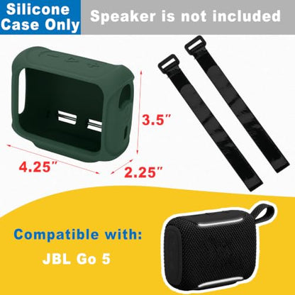Silicone Case Cover for JBL Go 5 Portable Speaker (Deep Green) | Travel Carrying Protective Pouch with Attach Straps for Bike Golf Cart Scooter - color: Deep Green