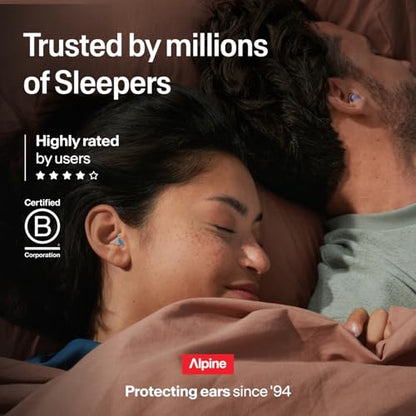 Alpine SleepDeep Reusable Earplugs for Sleeping | Earbuds for Side Sleepers | Medium 27dB SNR Soft Ear Plugs For Noise Reduction|Silicone-Free| Ear Protection |Travel Essentials Airplane Essentials - style: M