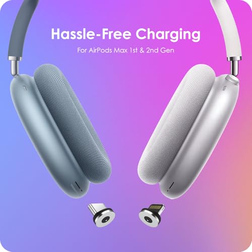 Headphone Charging Station for AirPods Max 1 & 2 - Magnetic Charger Dock with Lightning & USB-C Connectors, LED Indicator, Easy Drop-in Charging (Blue) - color: Blue