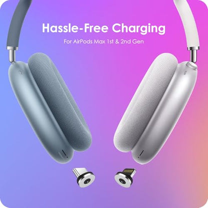 Headphone Charging Station for AirPods Max 1 & 2 - Magnetic Charger Dock with Lightning & USB-C Connectors, LED Indicator, Easy Drop-in Charging (Blue) - color: Blue