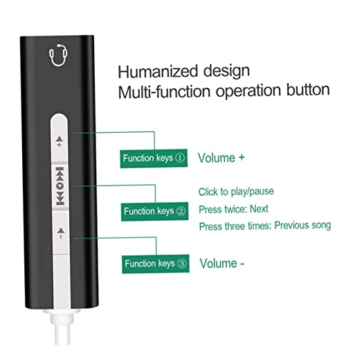 Hemoton Built Sound Card USB Surround Sound Microphone Earphone for Easy Volume
