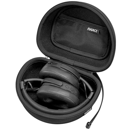 RAIACE Hard Storage Case Compatible with Skullcandy Crusher Over-Ear Headphones, for TOZO HT3 Headphones and More Foldable Headset, Travel Carrying Bag. (Case Only)-Black(Black Lining) - color: Black(Black Lining)