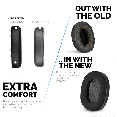 Hybrid Earpads for Sony WH-1000XM6 Headphones - Cooling Gel Gaming Cushions with Super Soft Fabric & Thick Foam - By Brainwavz (Black) - color: XM6 Hybrid Gel