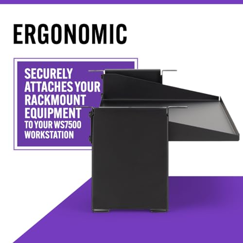 On-Stage WSA7520 Two-Space Rack Mount (Under-Furniture 2U Rack Bracket with Optional Shelf, Securely Holds Rackmount Components, WS7500 Workstation Accessory, Steel Construction, Black)