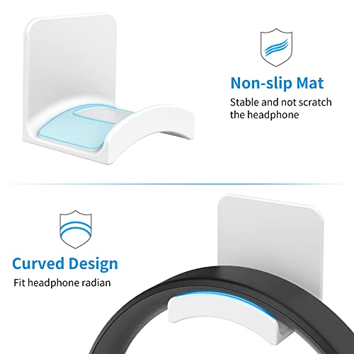 SOKUSIN Headphone Stand Headset Holder - Adhesive Gaming Earphones Hanger, Universal Desk Wall Mount Hook for All Headphone/Controller, Compatible with Beats, AirPods Max,Sony, JBL (White-2PCS) - color: White-2 Pack