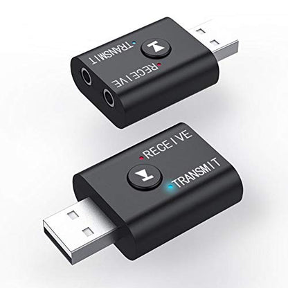 Bluetooth 5.0 Transmitter/Receiver Adapter 2 in 1 Powerful Function Bluetooth 5.0 Transmitter Receiver Independent Circuit Audio Adapter with 3.5mm Assist Cable