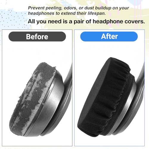 2 Pairs Headphone Earpad Covers, Washable & Stretchable Headphone Covers for Over-Ear Headsets Fit 3.5" - 4.3" Ear Pads