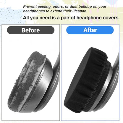 2 Pairs Headphone Earpad Covers, Washable & Stretchable Headphone Covers for Over-Ear Headsets Fit 3.5" - 4.3" Ear Pads