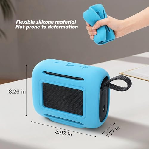 Silicone Cover Case for JBL Go 5 Bluetooth Speaker, Portable Speaker Travel Case Protective Cover Sleeve with Carabiner for JBL Go 5, Dustproof, Shockproof and Scratch-resistant (Blue) - color: Blue