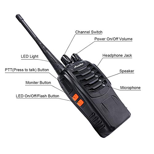 Walkie Talkies Rechargeable Long Range Two Way Radios 16-Channel with Earpiece Battery n Charger (3 Pack) - color: Black-3 Pack