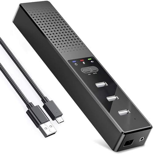 3 in 1 USB Wired Speaker with Microphone,Conference Speakerphone for PC & Laptop,360° Voice Pickup, Plug and Play, Computer Speaker for Zoom, Teams, Skype, Home Office & Online Meetings - style: Vintage