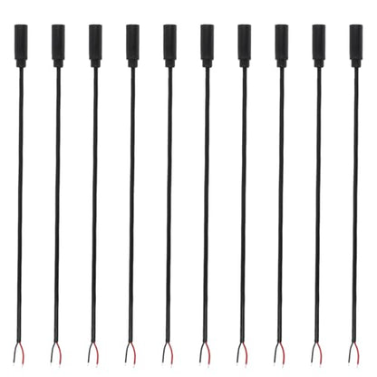 10PCS 3.5mm 1/8" TS Mono Audio Female Plug to 2Wire Pigtail Cable | 25cm Length，TS 2Pole，for Headphone Headset Earphone DIY Repair Replacement - style: 3.5mm TS Mono Female